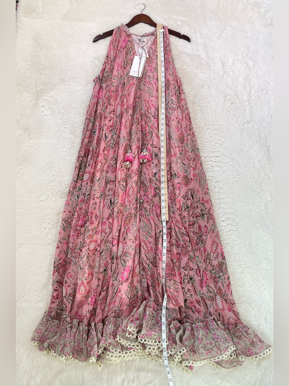 HEMANT & NANDITA Pink Floral Halter Maxi Dress, Size Medium - Picture 4 of 9